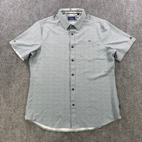 7Diamonds Painted Memory Men Large Gray 4-Way Stretch Button Up Golf Work Shirt