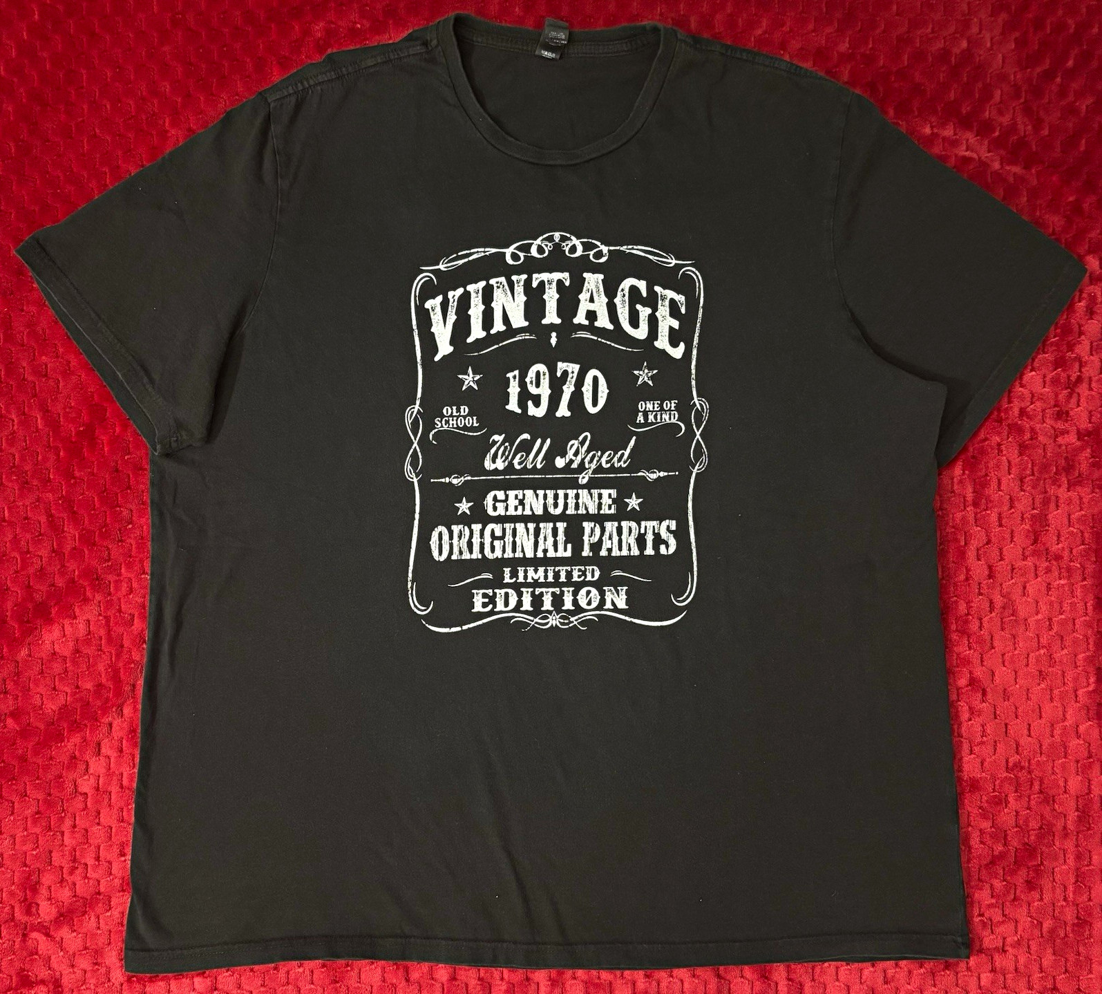 Men’s 3XL Black Graphic Print Crew Neck Short Sleeve Vintage Tee