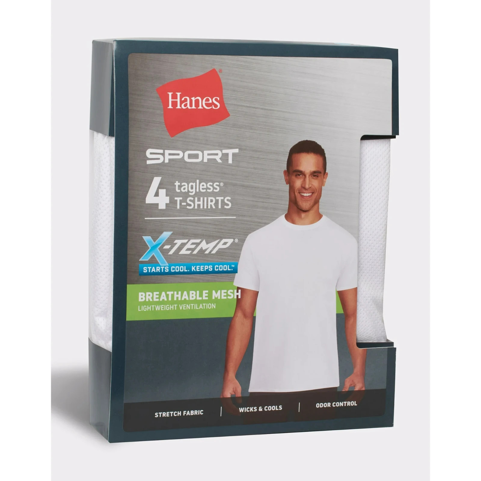 Hanes® Ultimate®Men’s 4-Pack X-Temp BREATHABLE Mesh Crew-neck Tee “TAGLESS® “