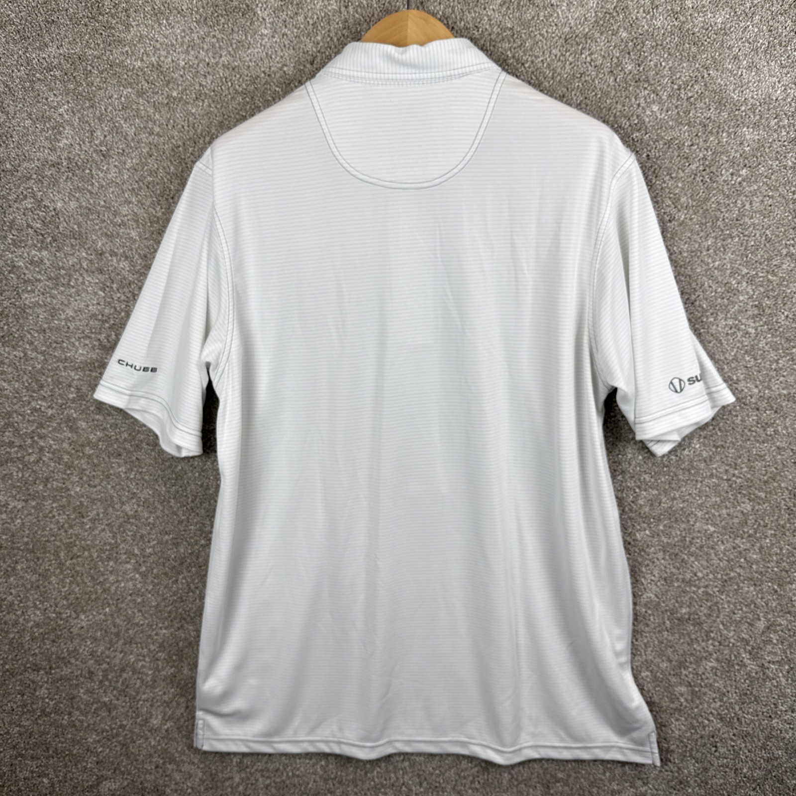 Sunice Polo Shirt Mens XXL Silver White Striped Short Sleeve Stretch Xstatic New