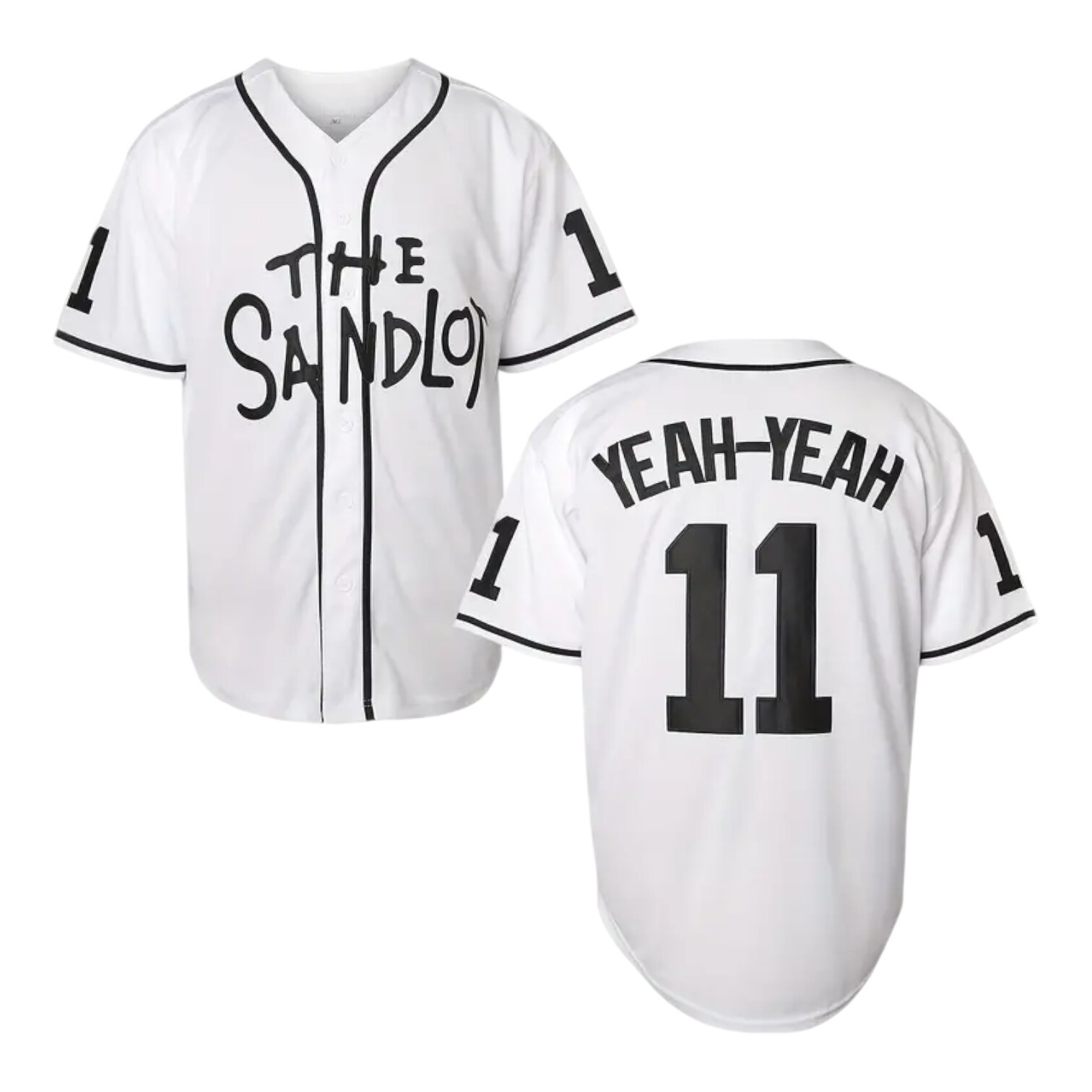 Sandlot Baseball Jersey Yeah-Yeah #11 Stitched White / Black Men’s Size 2XL XXL