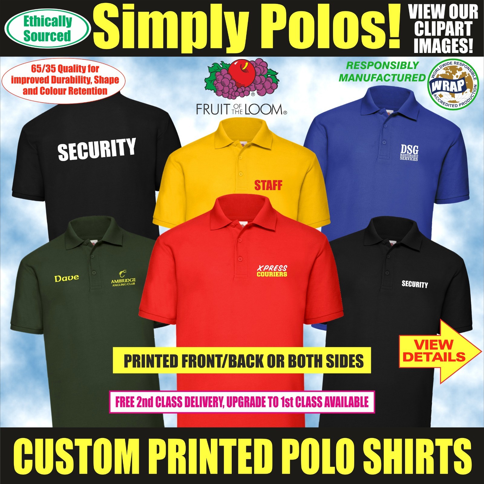 Custom Printed Polo Shirt Unisex Personalised Stag Workwear Event Club
