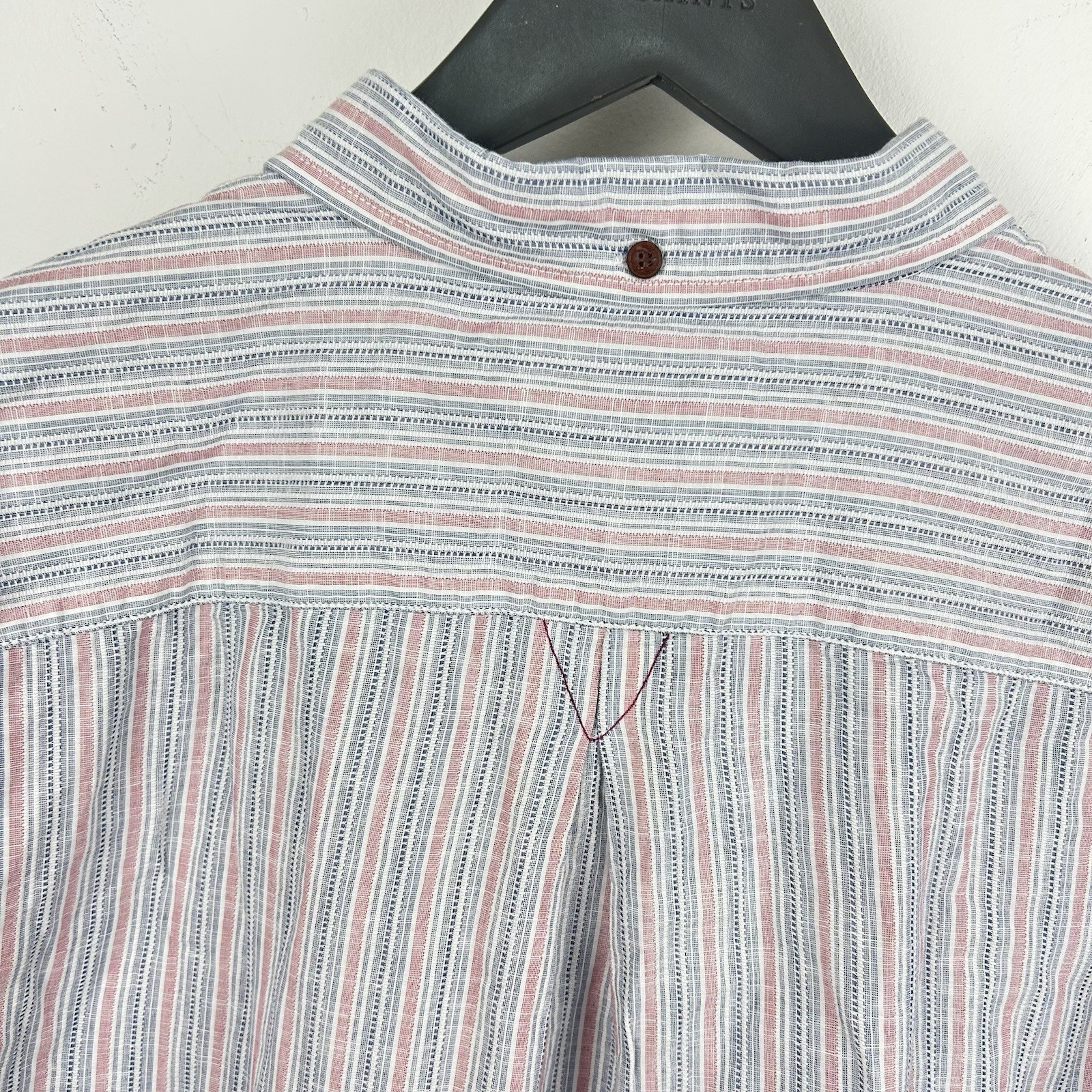 White Stuff Men’s Shirt Size L Blue Pink Striped Cotton Long Sleeve Casual