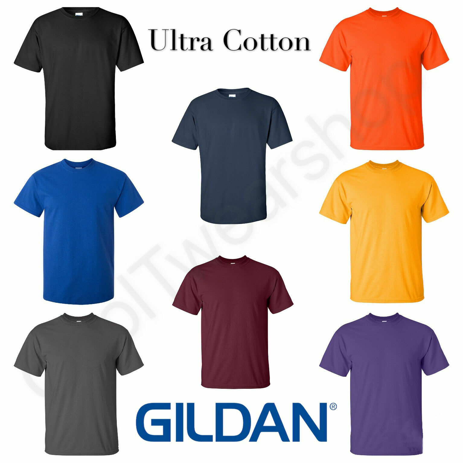 2 – Gildan Ultra Cotton Crew Neck T-Shirts 100% Cotton Black Small