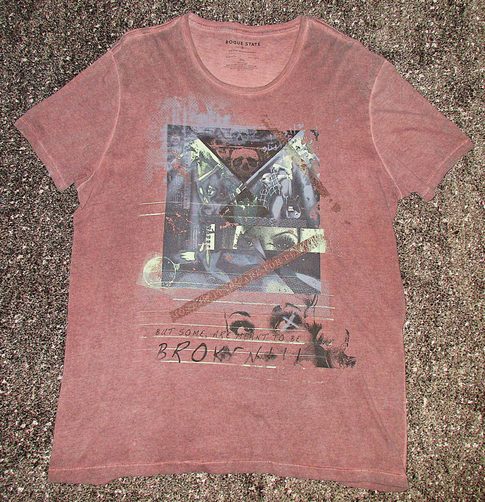 Gently Worn Men’s ROGUE STATE Brown Rock Style T-Shirt! Size XXL