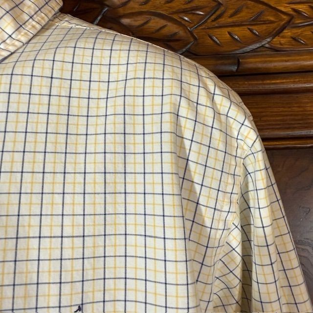 Ralph Lauren Blue Yellow White Check Navy Pony 100% Cotton Classic Fit Shirt XL