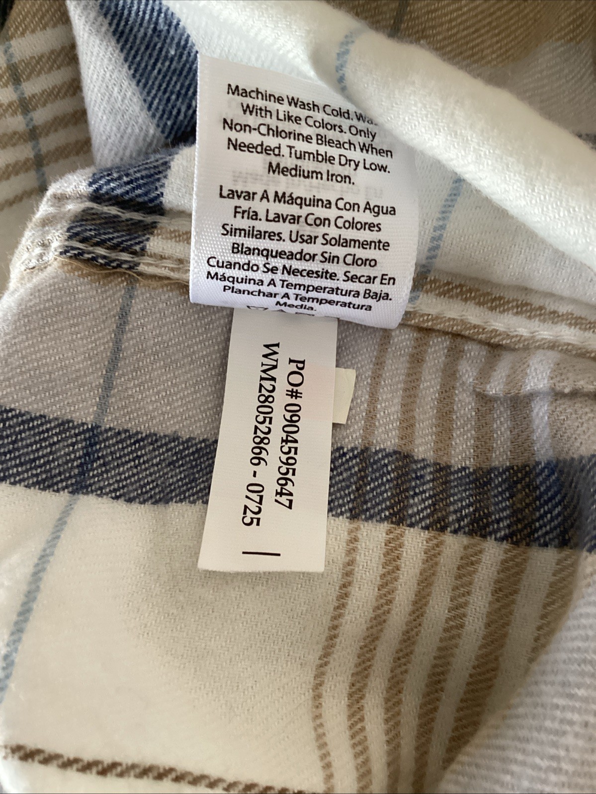 GEORGE Super Soft Winter White Plaid Long Sleeve Flannel Shirt Sz XS*