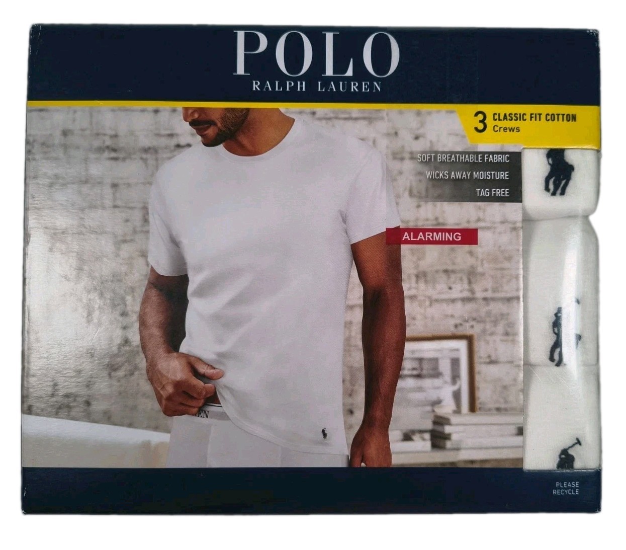 Polo Ralph Lauren Mens 3 Pack M White Classic Fit Cotton Crew T-Shirts MSRP $55