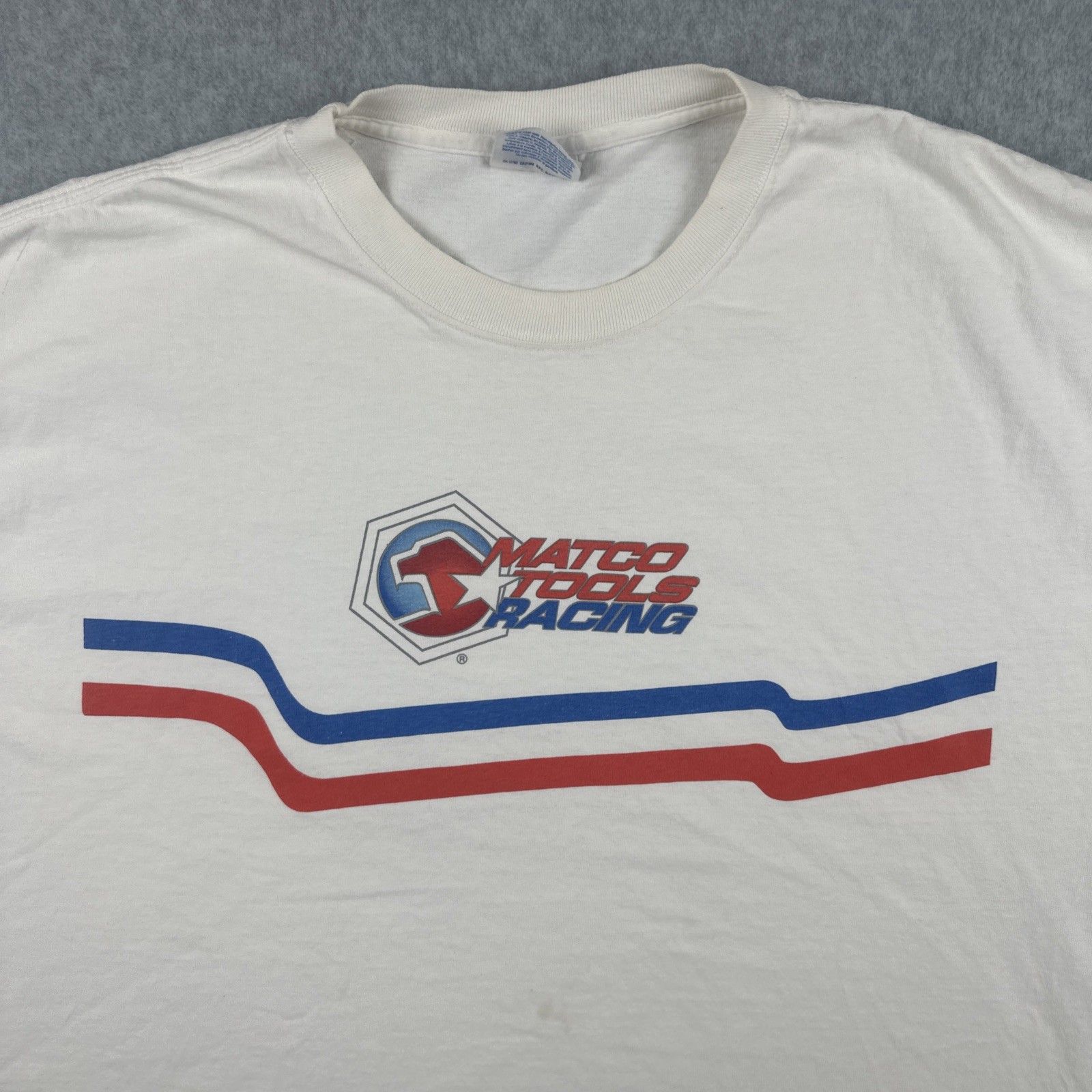 Vtg Hanes Comfort-T Mens XXL White Shirt MATCO Tools Racing Graphic Print Tee