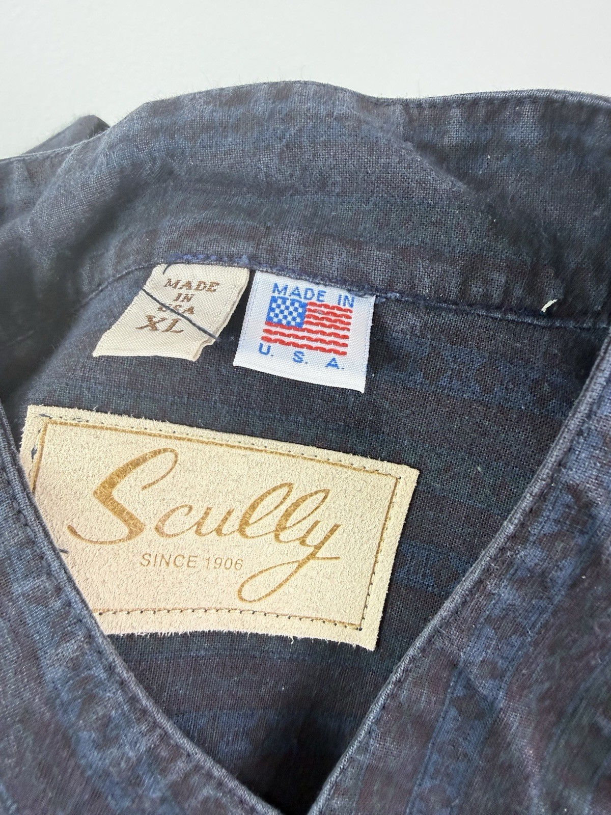 Scully Western Shirt Mens XL Navy Classic Long Sleeve Casual Button Front