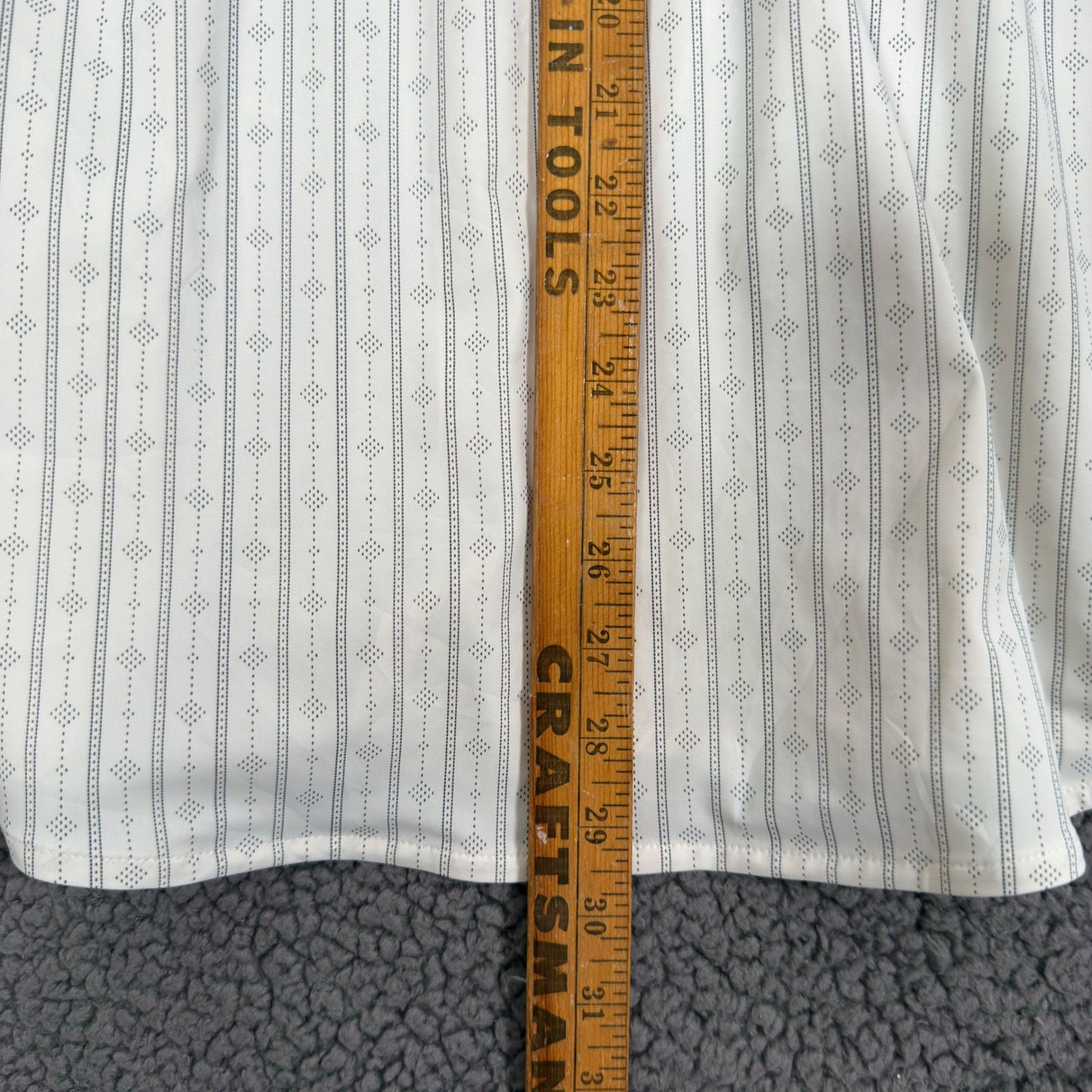 7 Diamonds Beau 4-Way Stretch Shirt Mens Medium White Grey Geometric Office