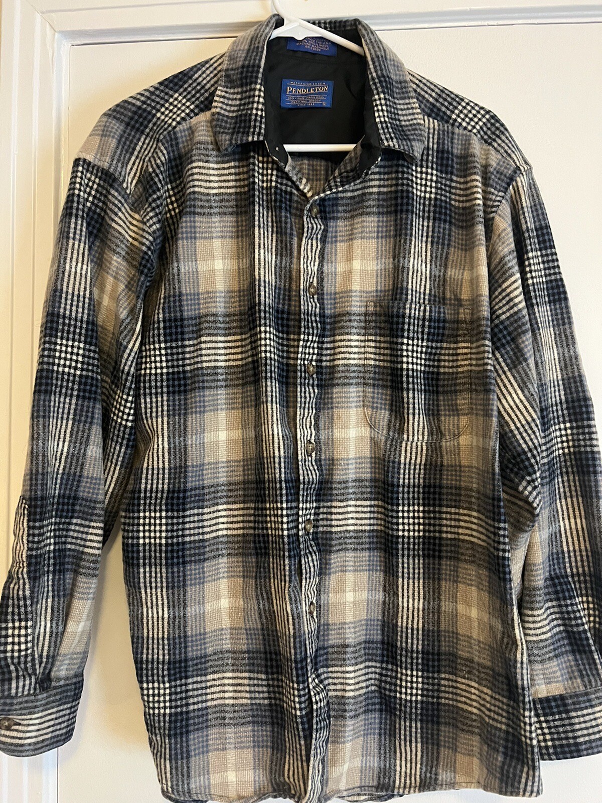 Vintage Pendleton Plaid Shirt 100% Virgin Wool Flannel.Size L. Machine Washable!
