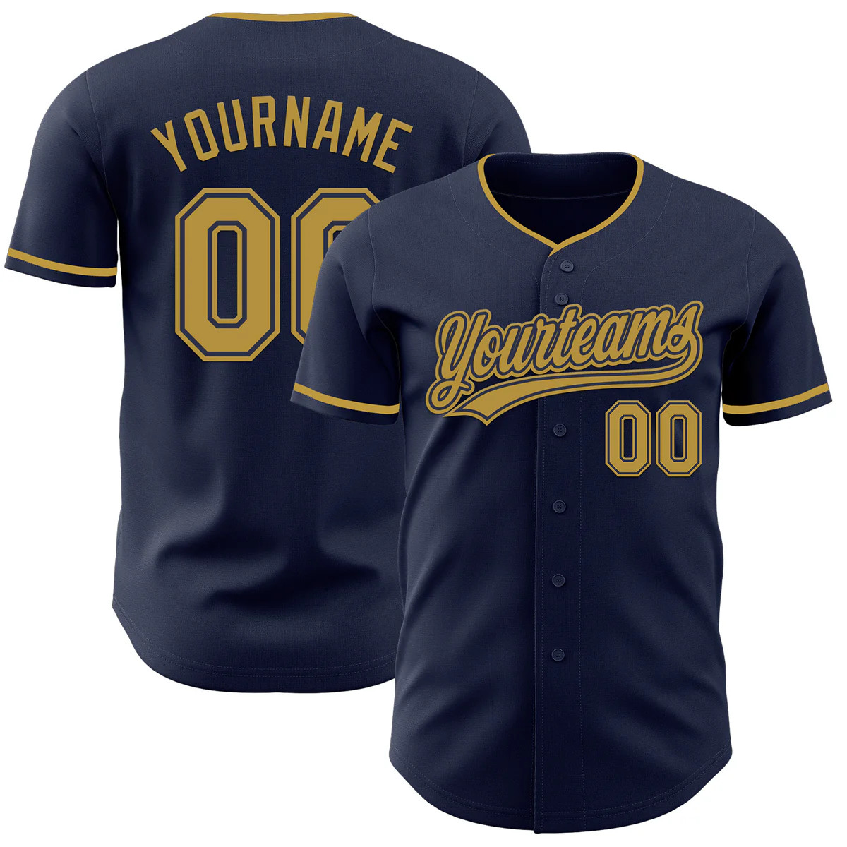 Custom Navy Old Gold Baseball Jersey Personalized Team Sports Gift Men