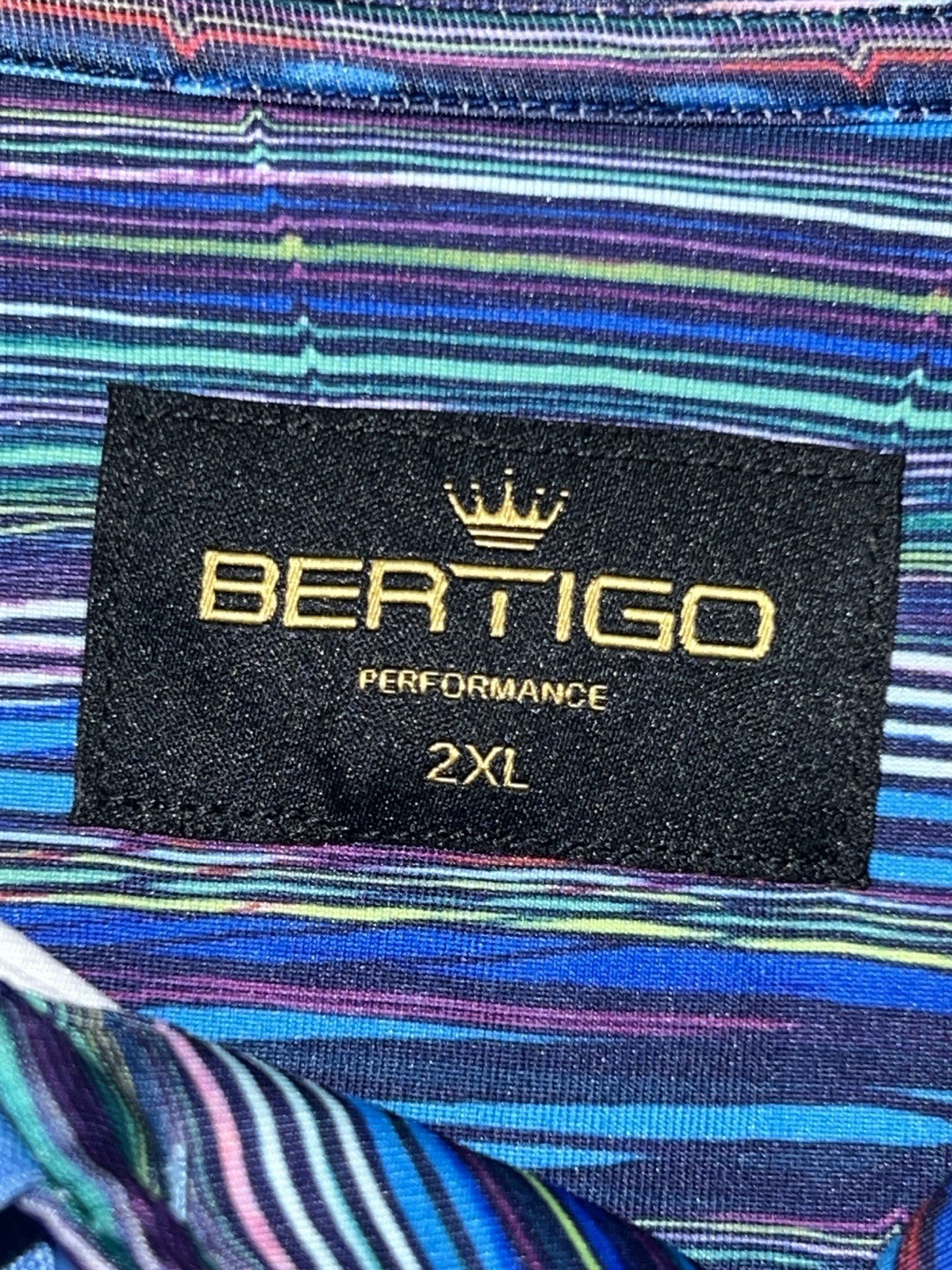 Bertigo Performance Polo Mens XXL Blue Golf Shirt NWT Geometric Preppy Wicking