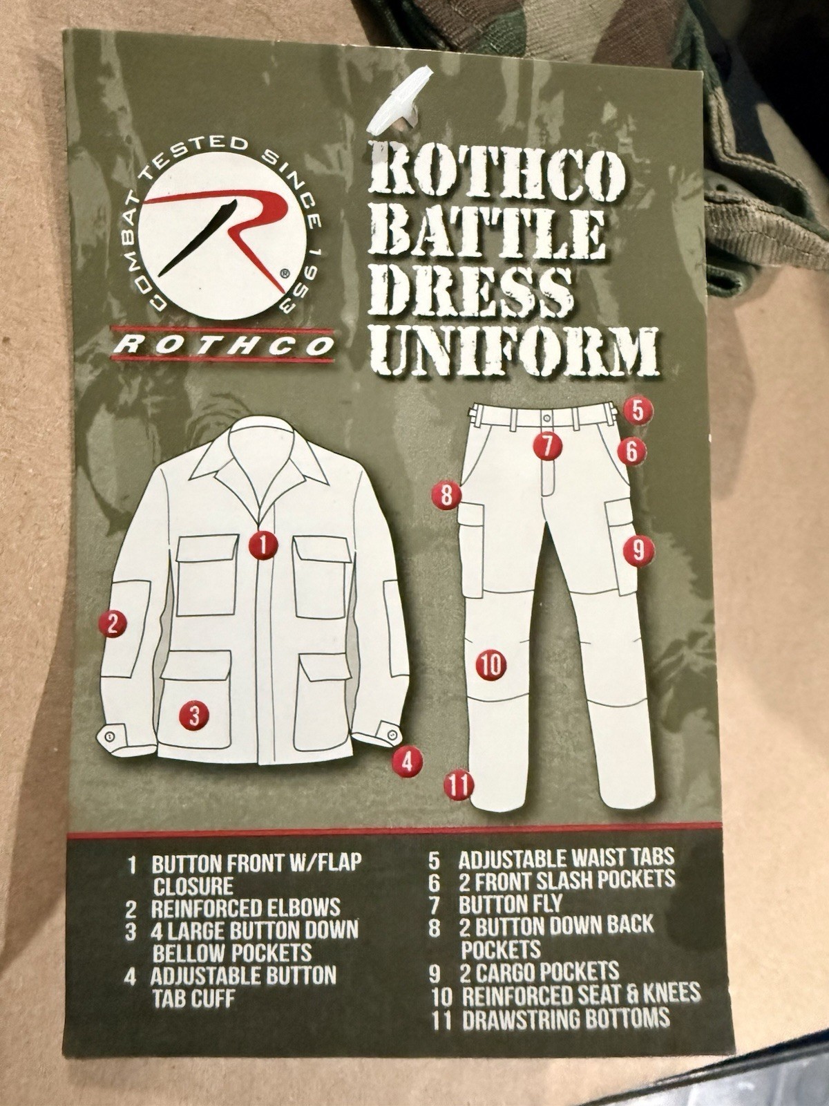 Rothco 5944 Woodland Camo Rip-Stop Battle Dress Uniform BDU Shirt -Sz M / Medium
