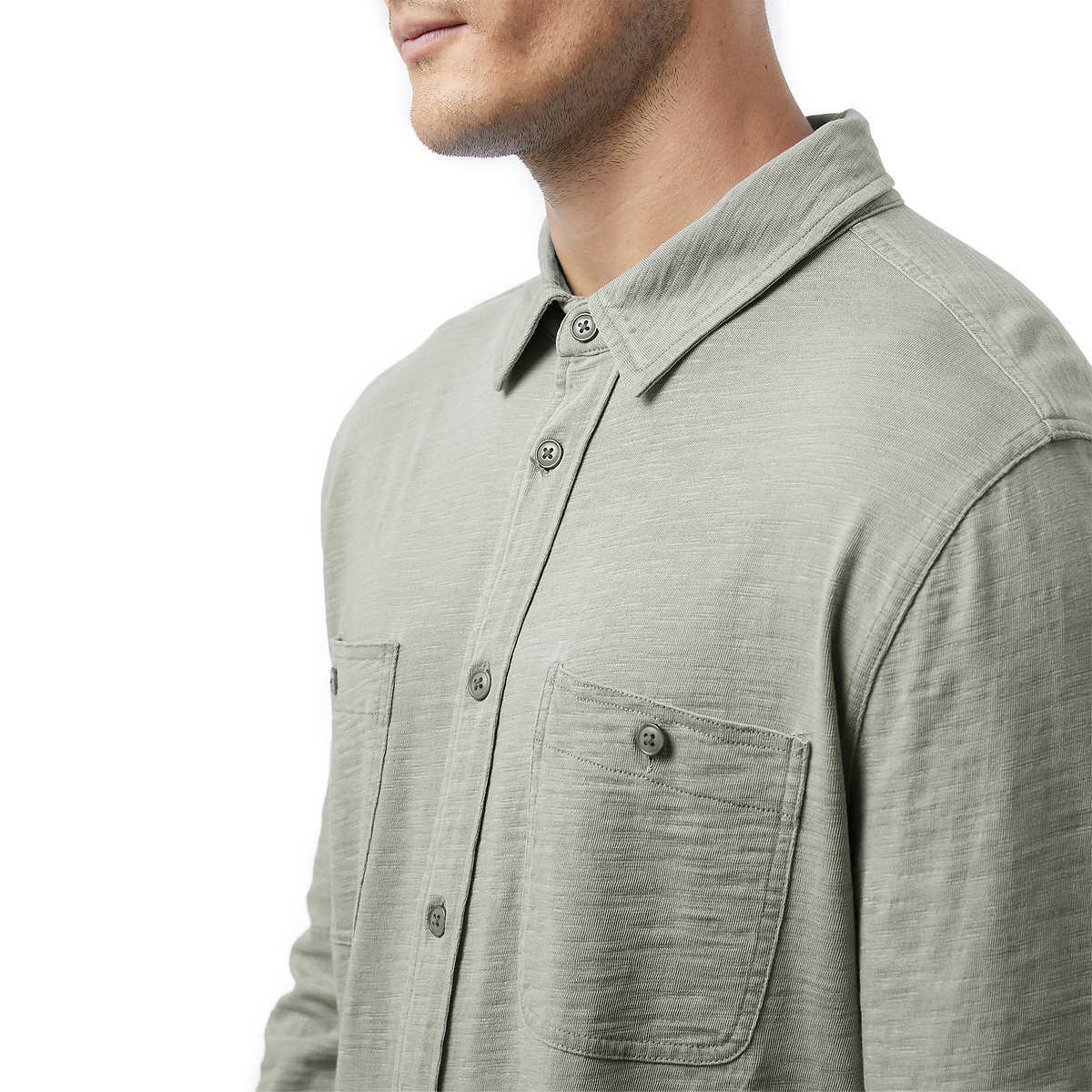32 Degrees Men’s Long Sleeve Button Down Shirt, Knit Fabrication, Relaxed Fit