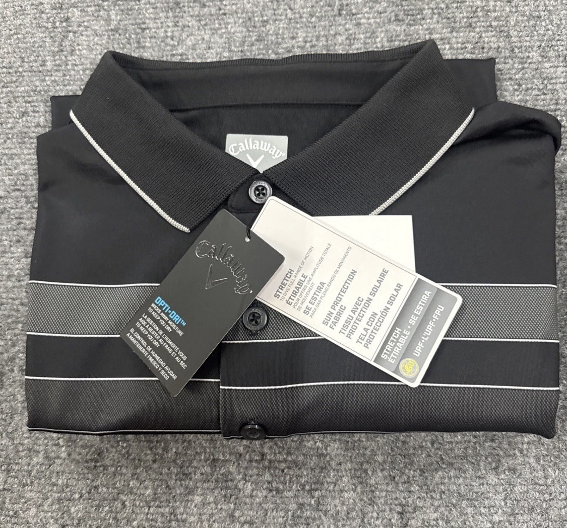 Mens Callaway Golf Polo Shirt Opti Dri Black Size M