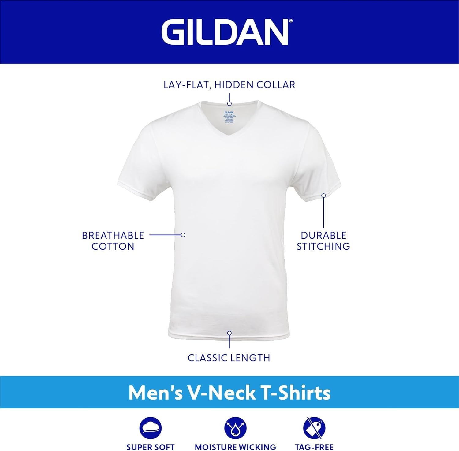 Gildan Adult Men’s Short Sleeve V-Neck Assorted Color T-Shirt, 5-Pack, Sizes S-2
