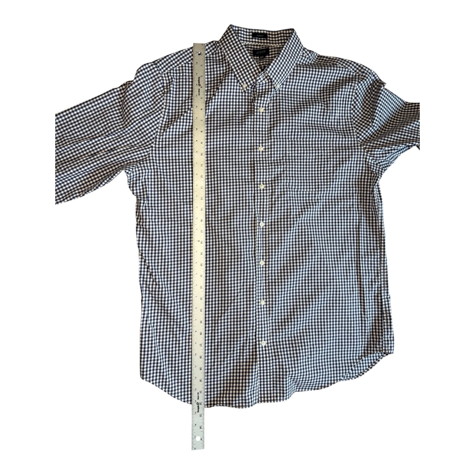 J.Crew Classic Blue White Gingham Button Down Shirt Men’s XLT Cotton