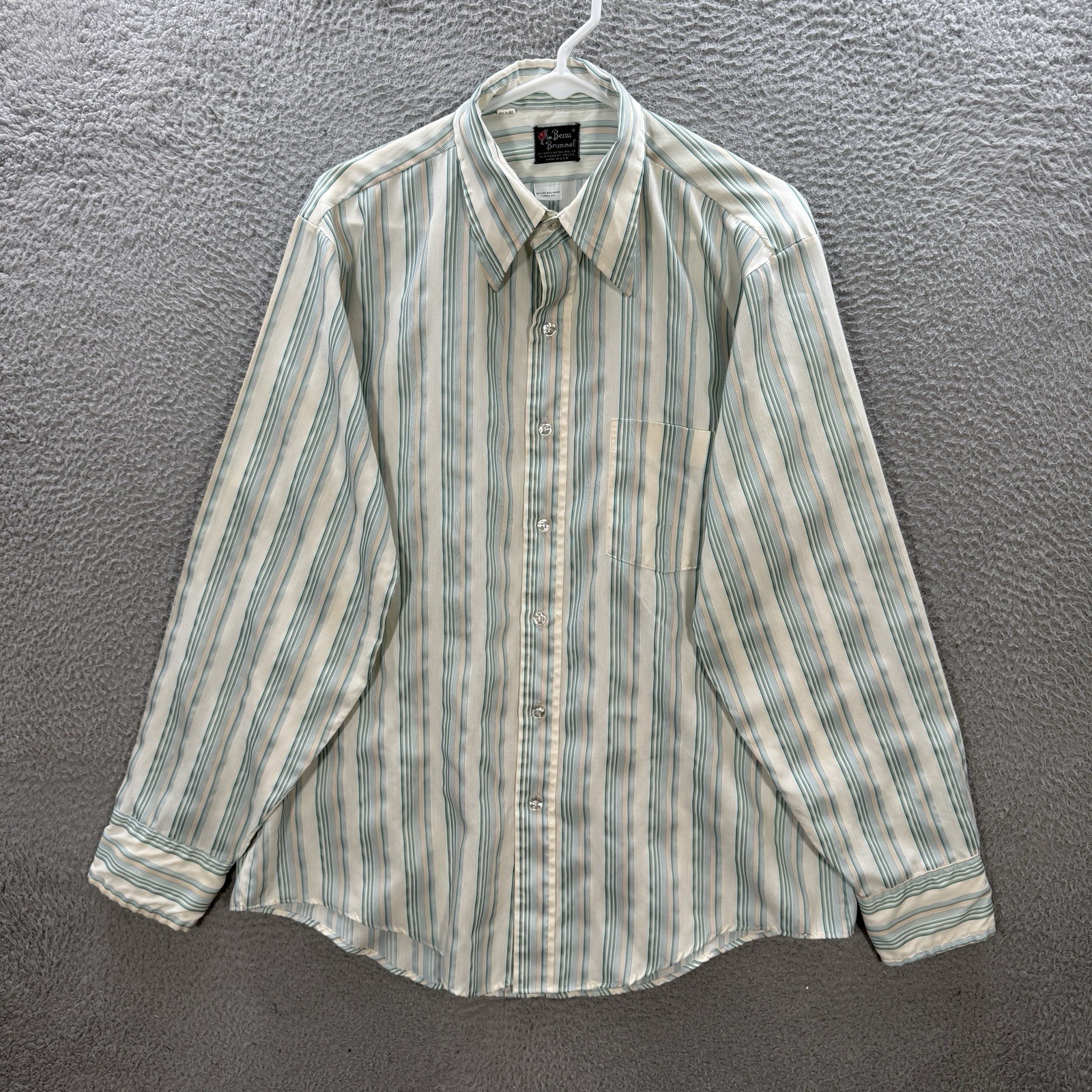 Vintage Beau Brummel Shirt Adult 16.5 Multicolor Striped Long Sleeve 60s 70s