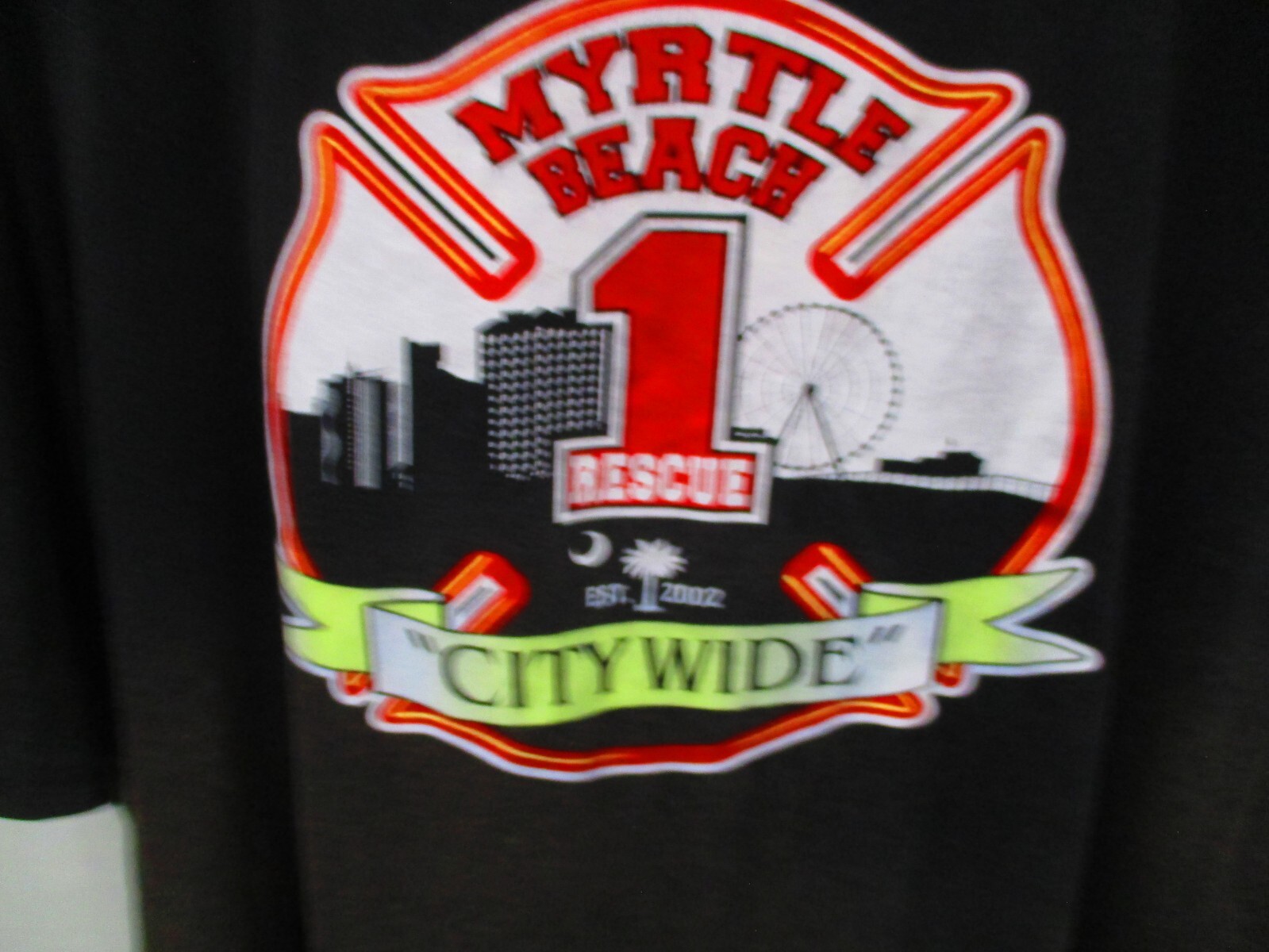 Myrtle Beach Fire‑Rescue – Rescue One – Est. 2002 – Black T‑Shirt – Size 2XL