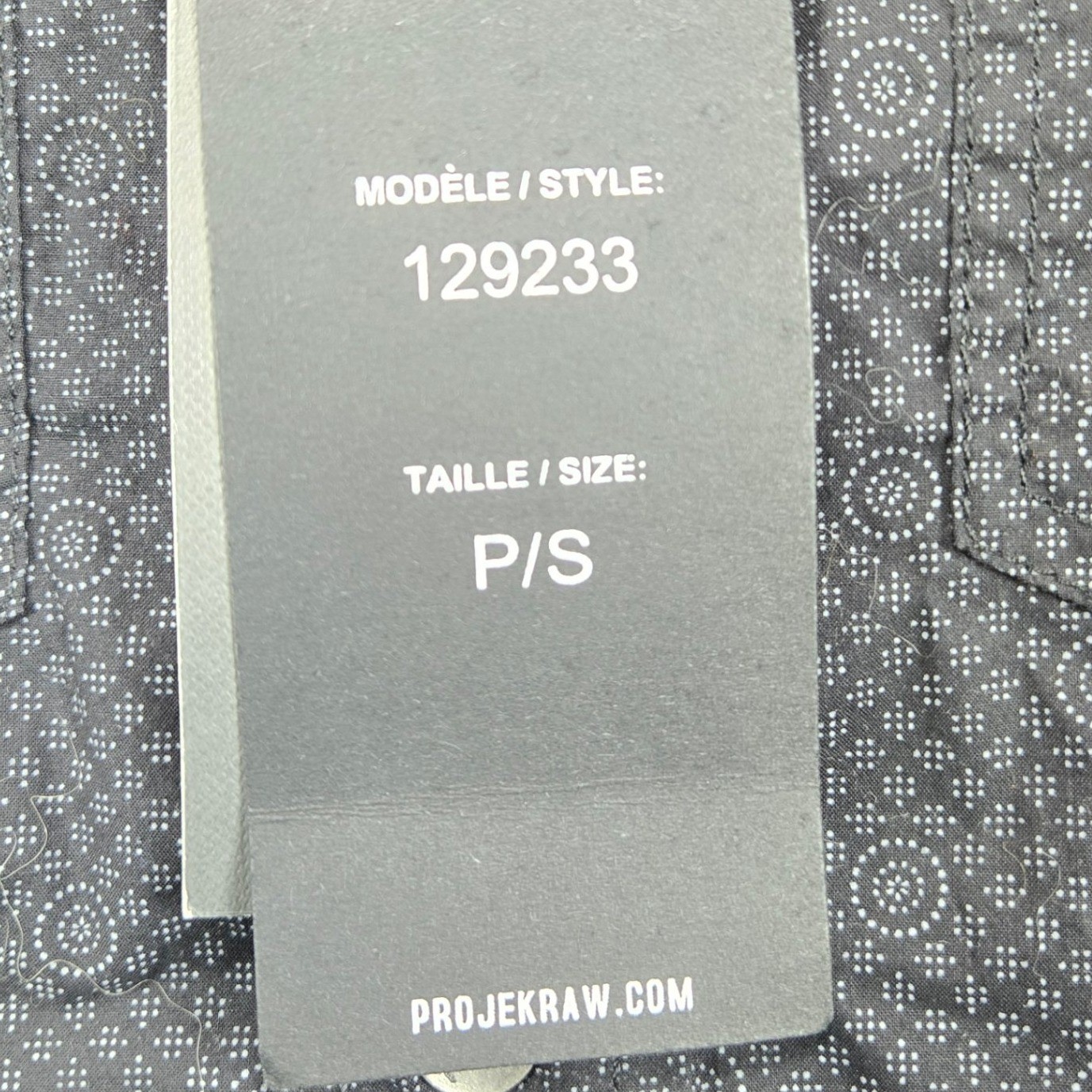 Projek Raw Button Down Indigo Peak Geometric Utility Black Mens Small NEW