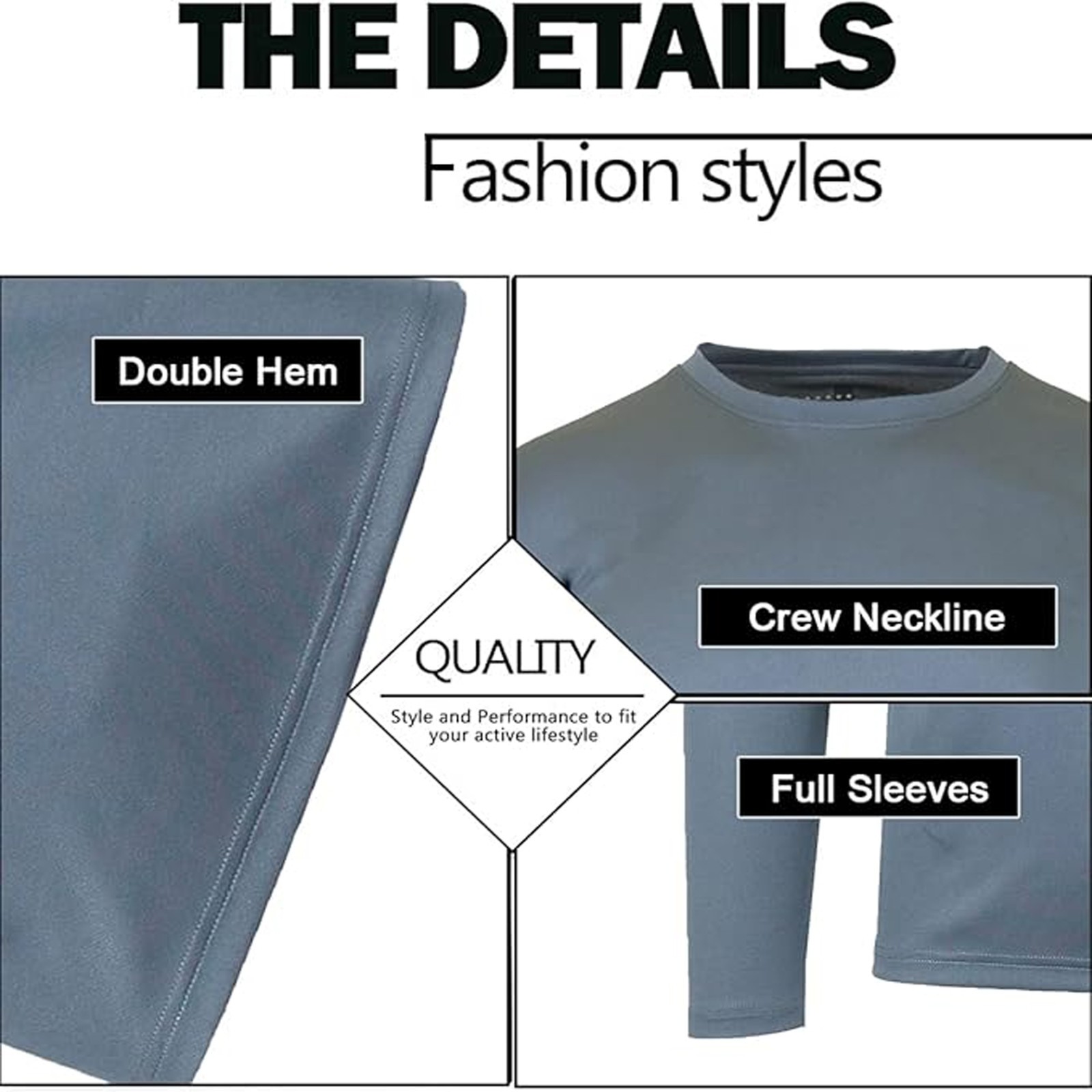 Men’s Moisture Wicking Long Sleeve Performance Crew Neck Tagless Tee-NEW , S-2XL