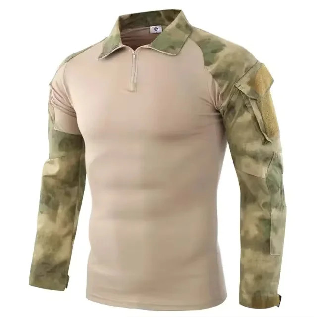 Tactical Combat Shirt Men Army Military Camo Long Sleeve Airsoft Hunting