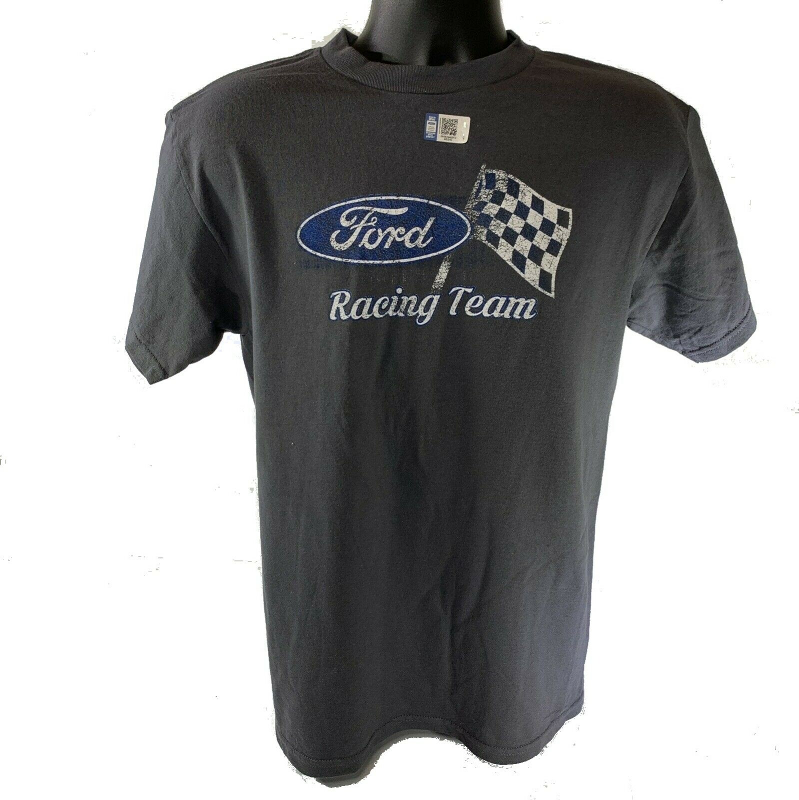 Ford T-Shirt – Gray w/ Racing Team Checkered Flag Emblem / Logo (Licensed)