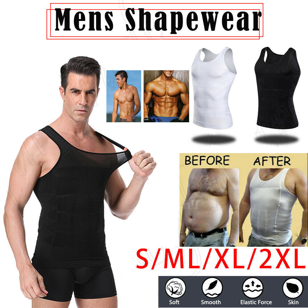 Men Slimming Body Shaper Shirt Belly Tummy Control Vest Compression Tank Top Gym