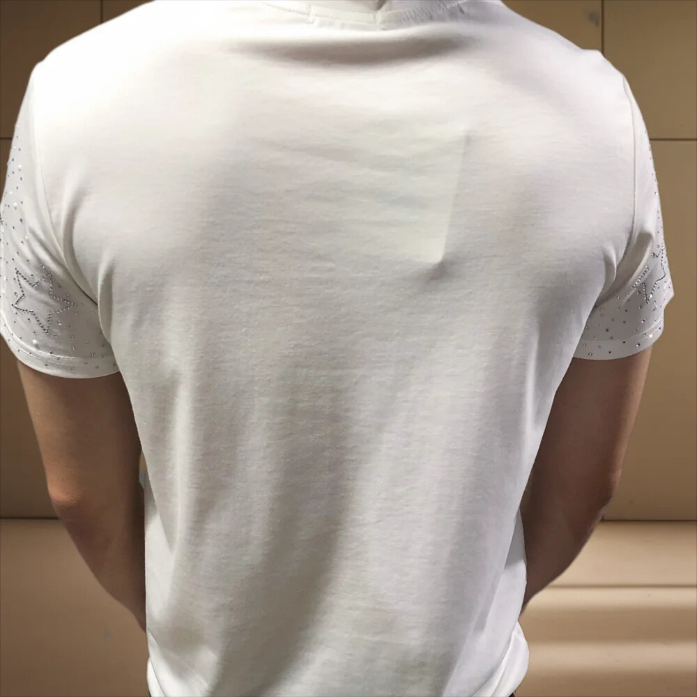 Fashion Star Rhinestone Diamond Summer Short Sleeve Luxury Men Trend T-Shirt