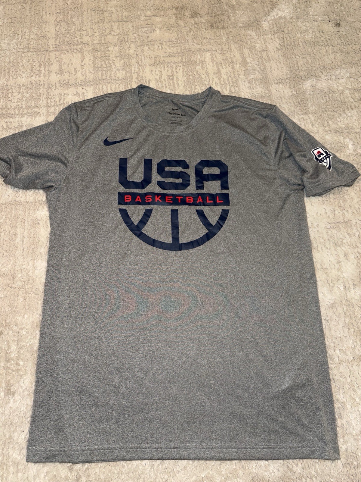 Nike Dri Fit USA Basketball Warm Up Team Issue Shirt Size Large Gray Grey