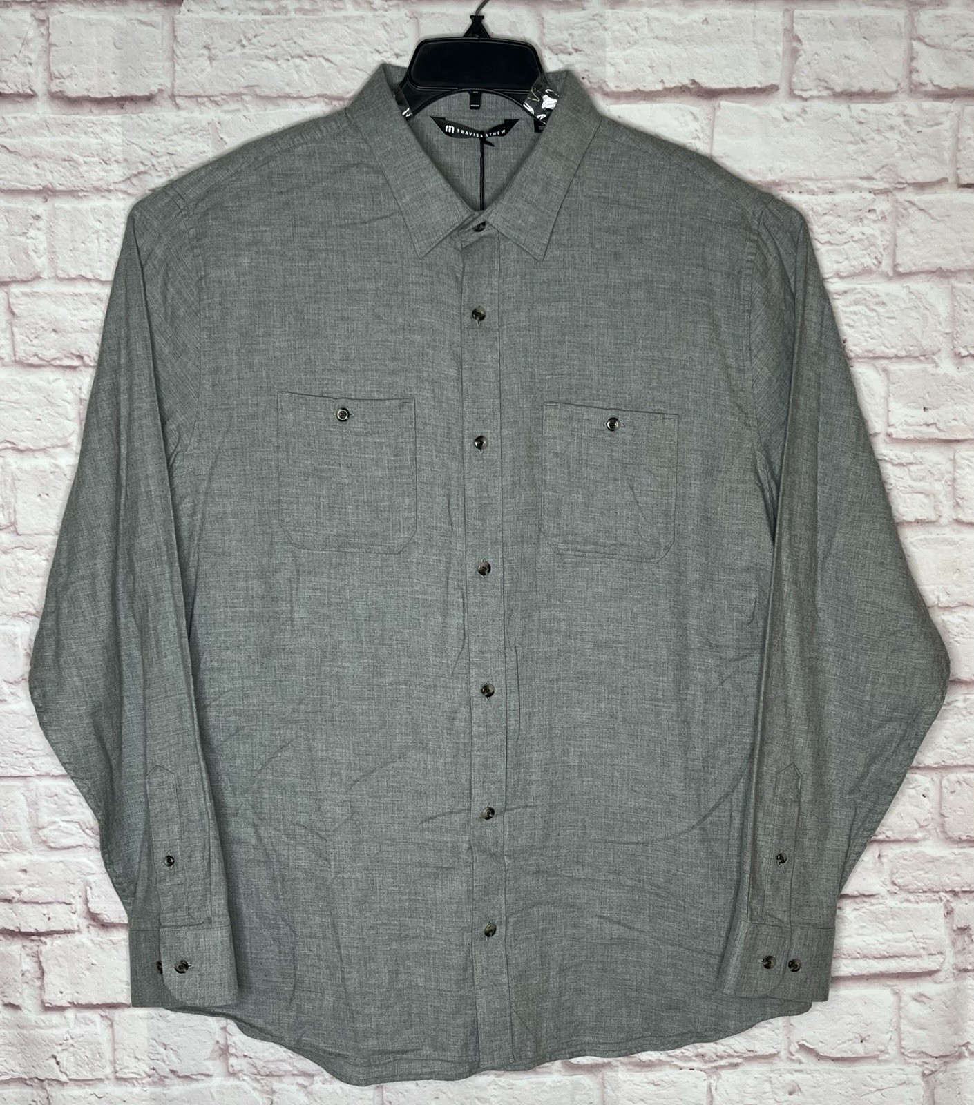 New Travis Mathew Men’s Cloud Grey Flannel Shirt Size XXL