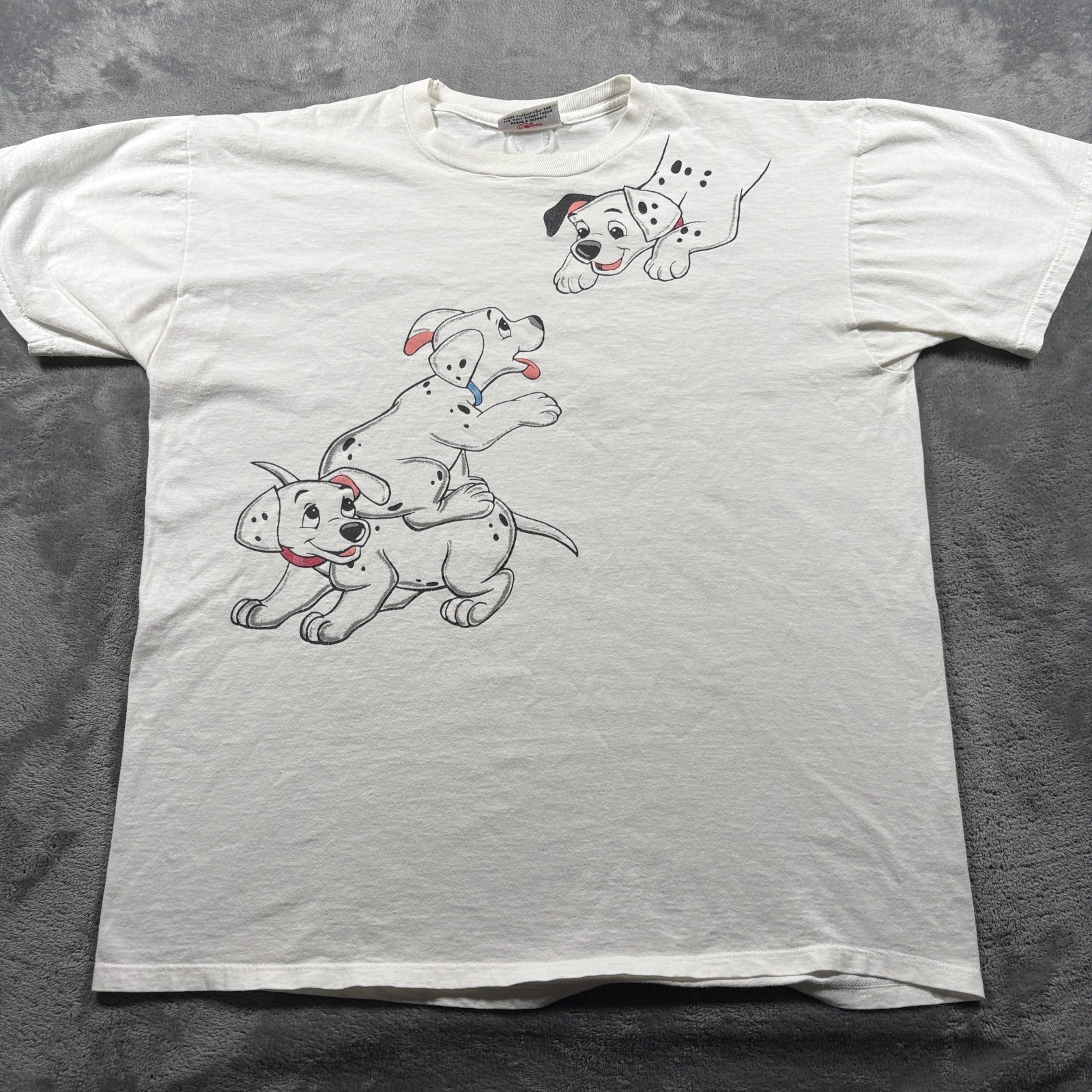 Vintage 1990 Disney 101 Dalmatians T-Shirt Mens XL White Graphic Print Pullover