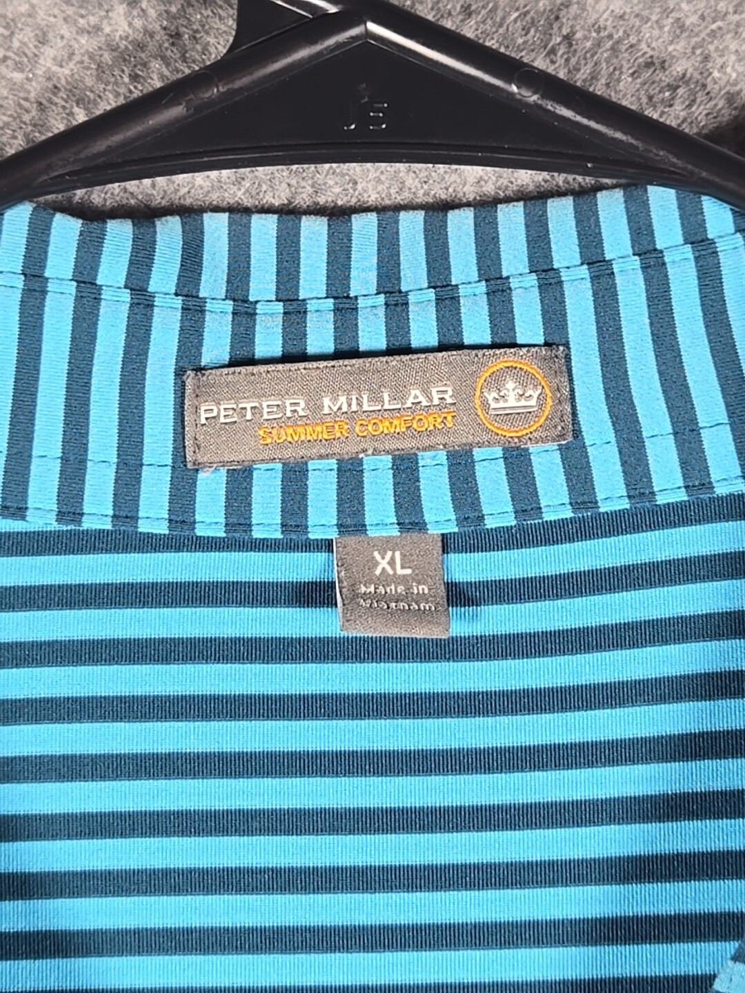 Peter Millar Summer Comfort Polo Shirt Mens Xl Blue Black Striped Golf
