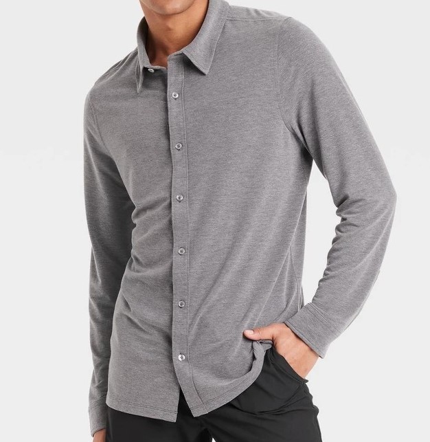 Commuter Work shirts Button-Down Wicking Quick Dry Blue/Gray/Tan All In Motion