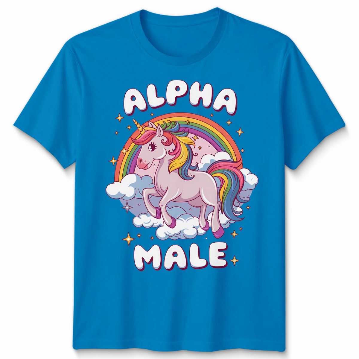 Alpha Male Funny Sarcastic Rainbow Unicorn Great Stag Do Unisex Tshirt