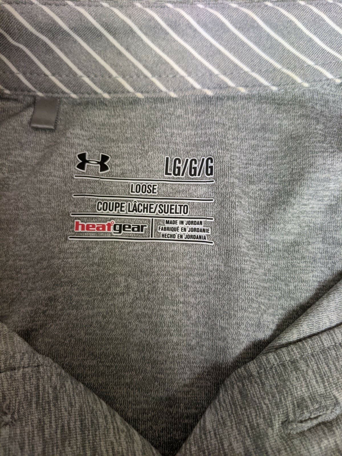Under Armour Mens Large Gray Heat Gear UA Private Label Polo Retail $74