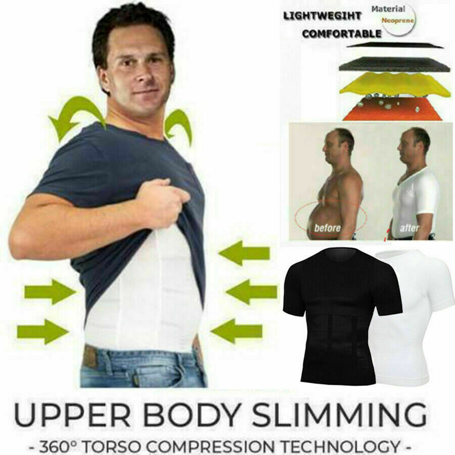 Men Compression Slimming Body Shaper Gynecomastia T-shirt Posture Corrector Vest