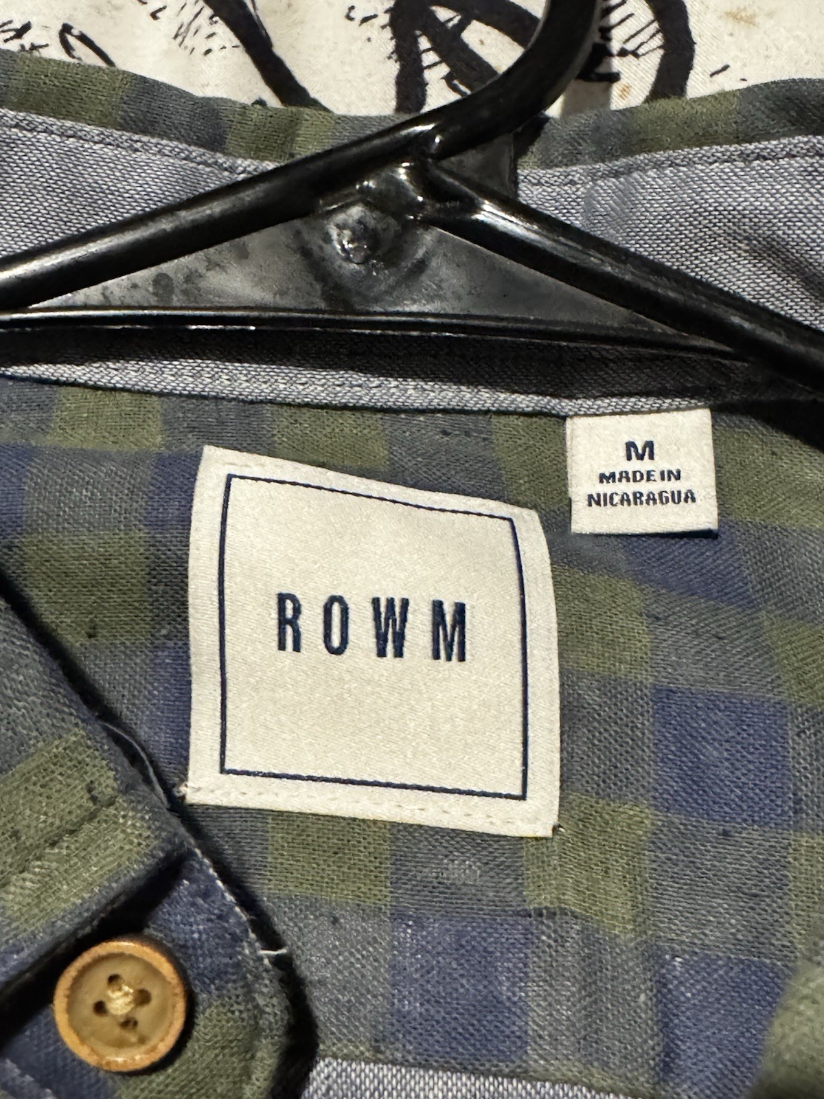 ROWM Men Medium Blue Green Check Button Front Shirt Long Sleeve NWT MSRP $49.50