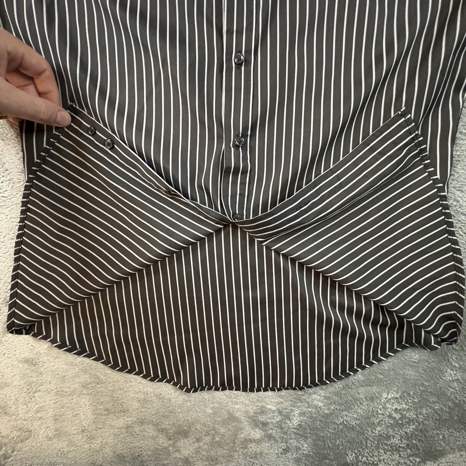 Brioni Men’s XL Black & Silver Striped Button Up LS Shirt SEE DESCRIPTION