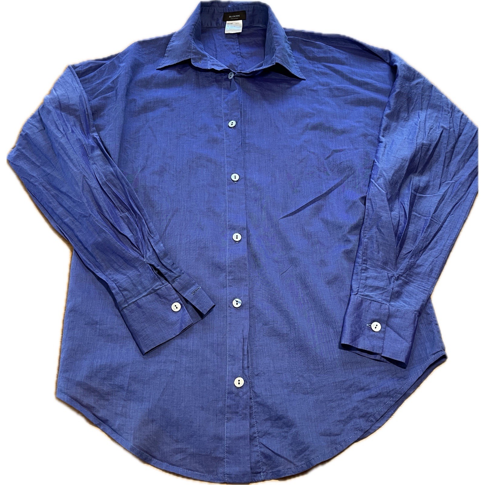 BILANCIONI Men’s Cottton Button Down Indigo Size 40 US Medium