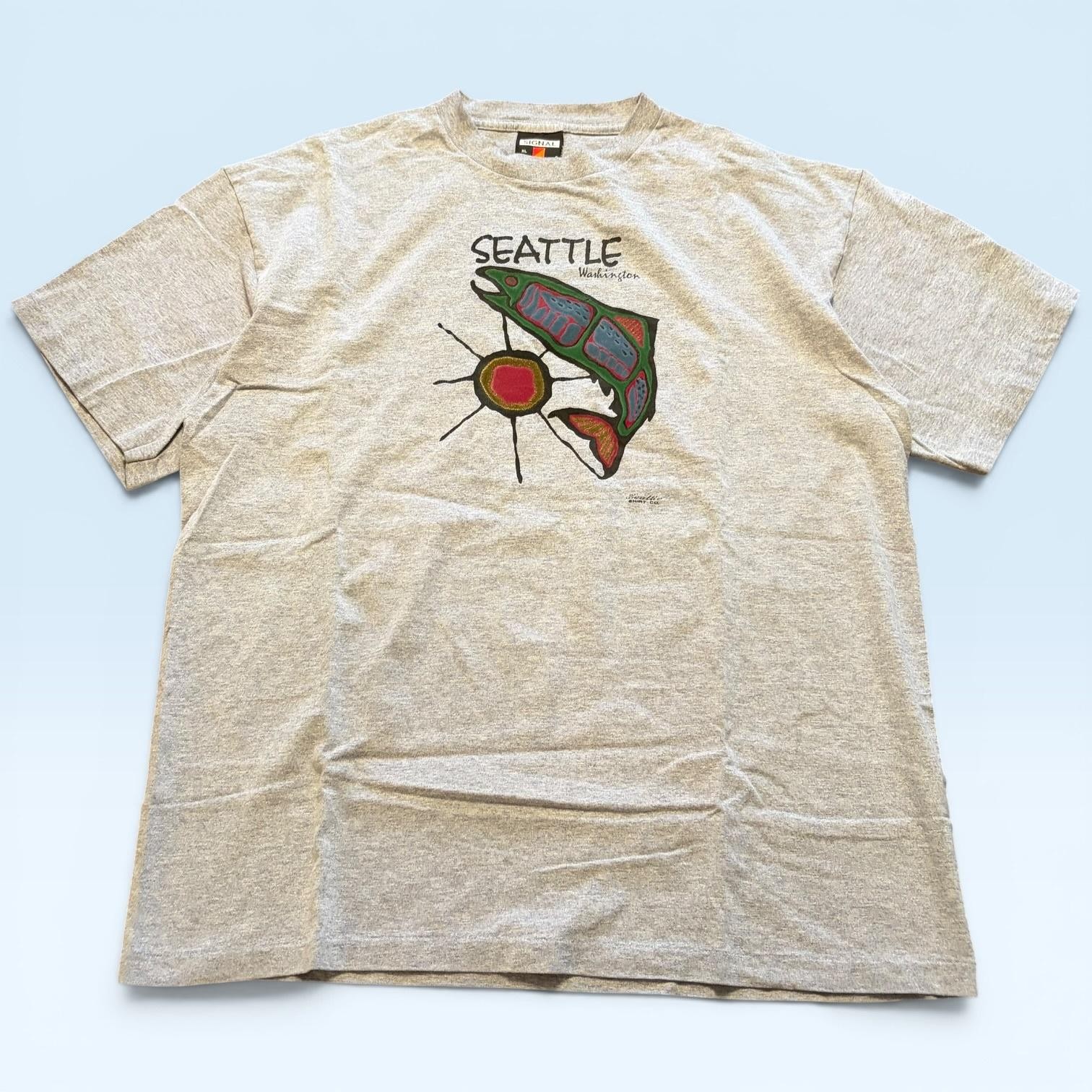 Vintage Seattle Washington Shirt Mens XL Gray Signal Sport Fish Tee T-Shirt USA