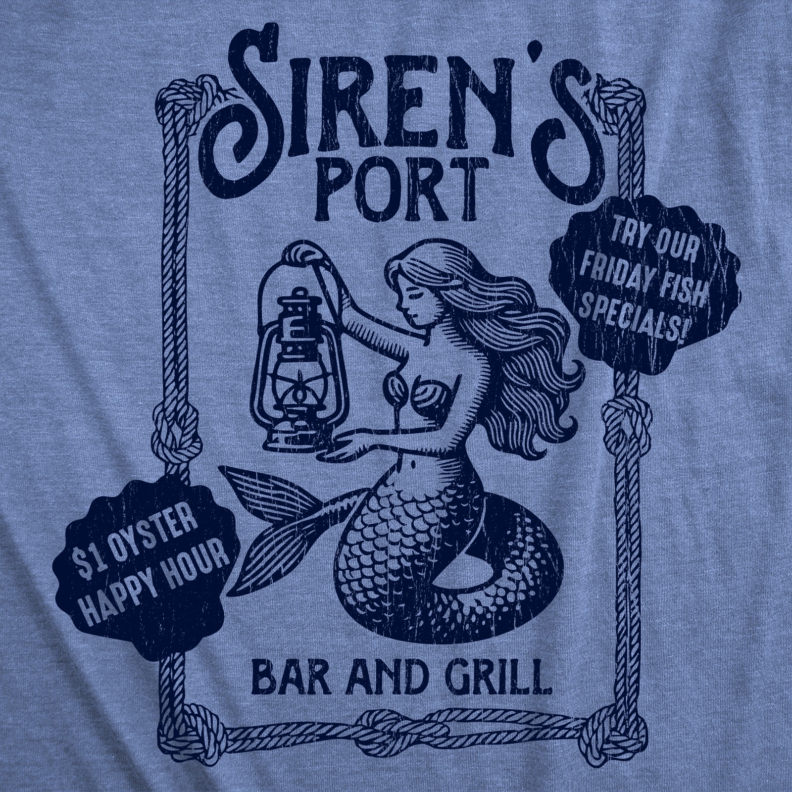 Mens Funny T Shirts Sirens Port Bar and Grill Sarcastic Mermaid Graphic Novelty