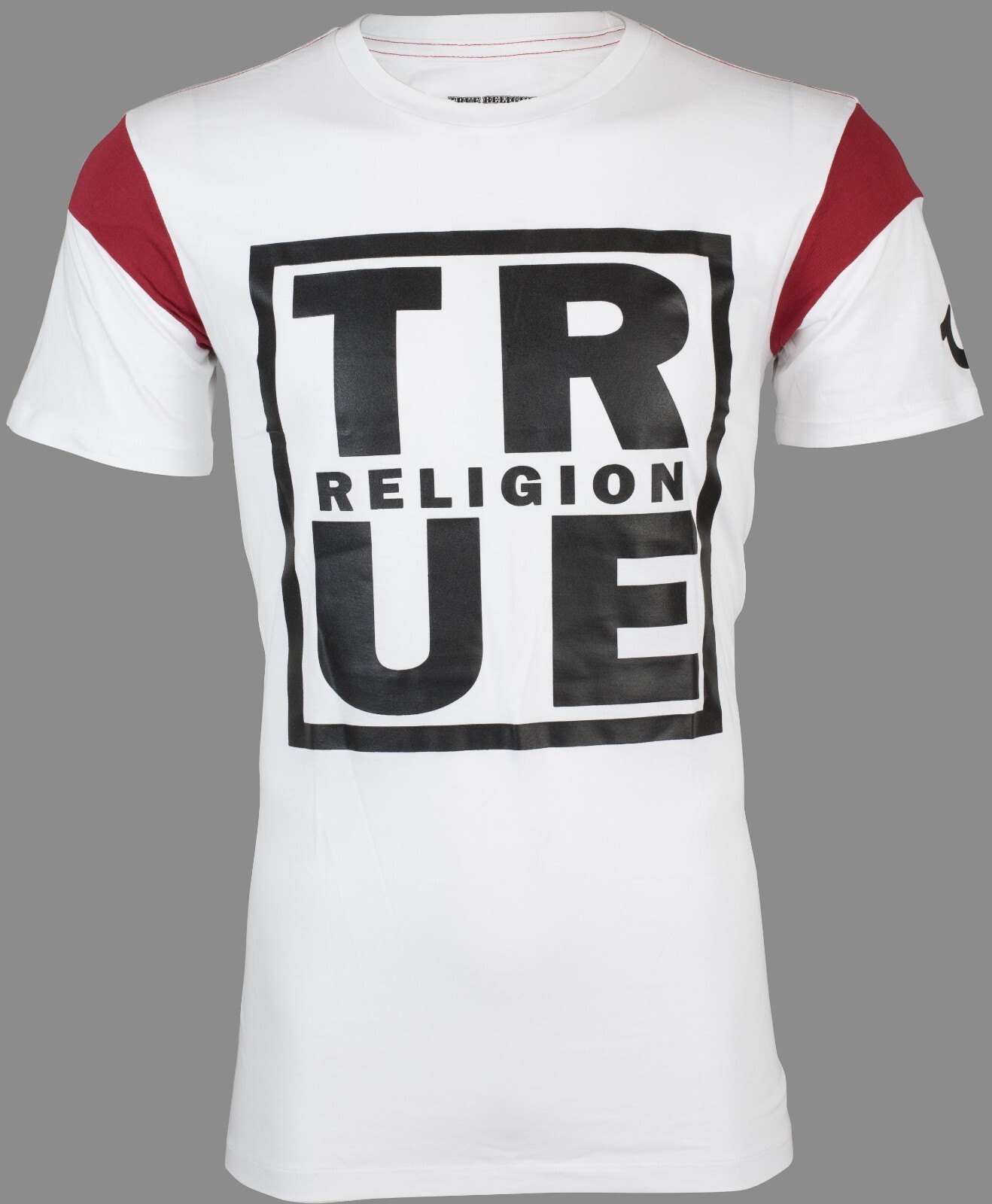 $79 TRUE RELIGION White SQUARE FOOTBALL Short Sleeve Designer Graphic T-shirt
