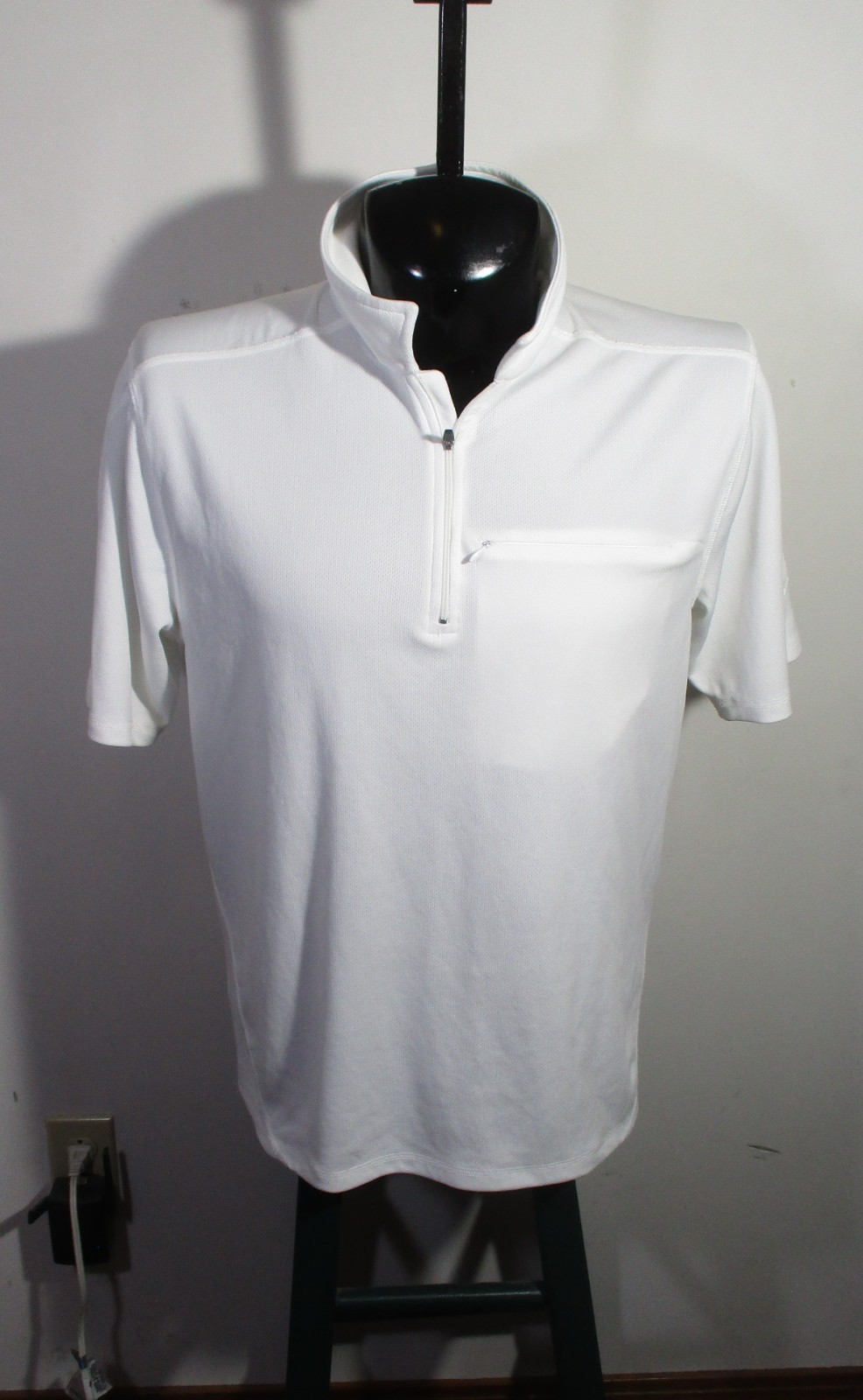 L.L. BEAN White 1/2 Zip Jersey Polo Shirt Men’s Size L Reg.