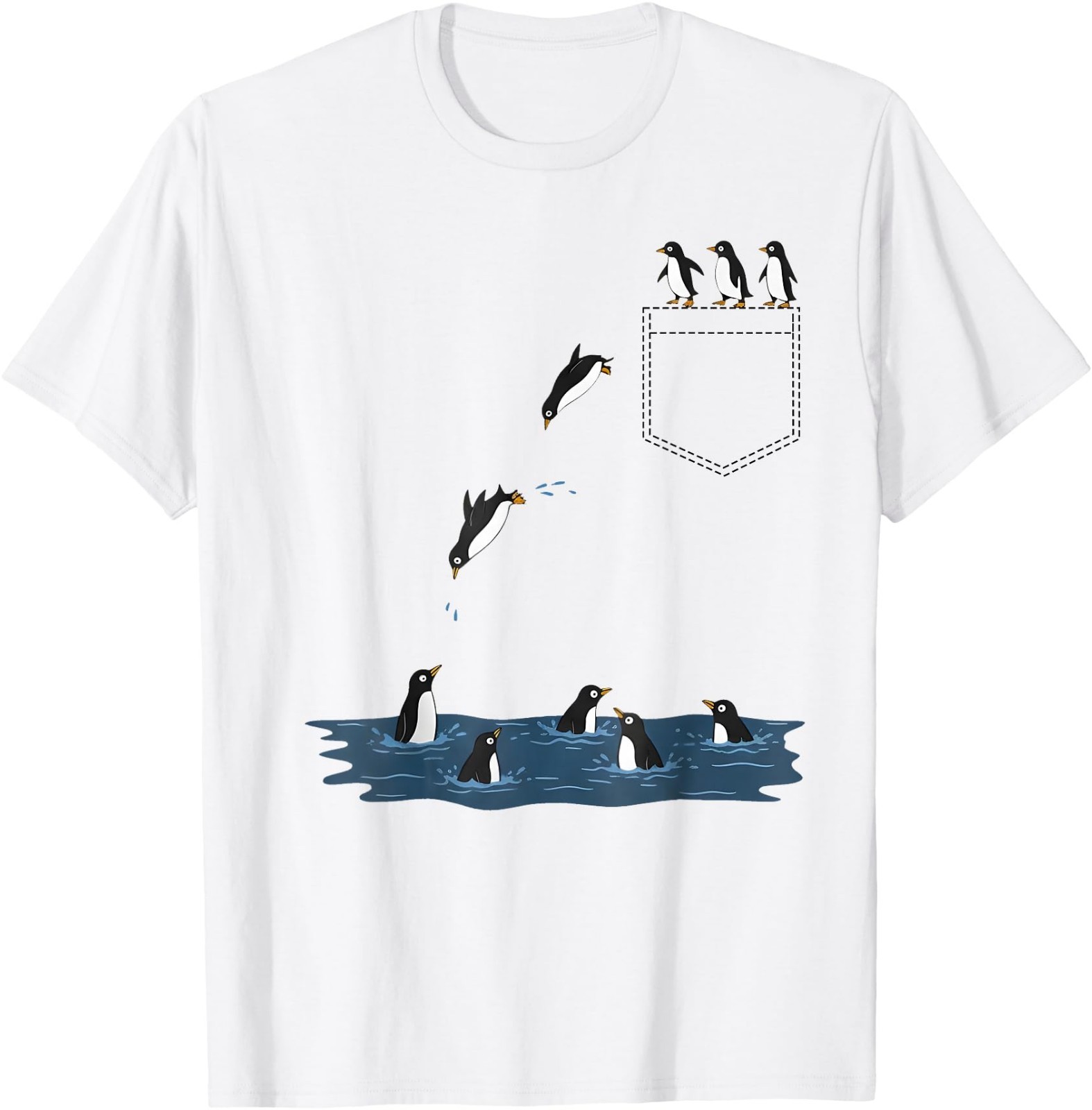 Funny Penguin Pocket Cute Diving Penguin for Animal Lover T-Shirt