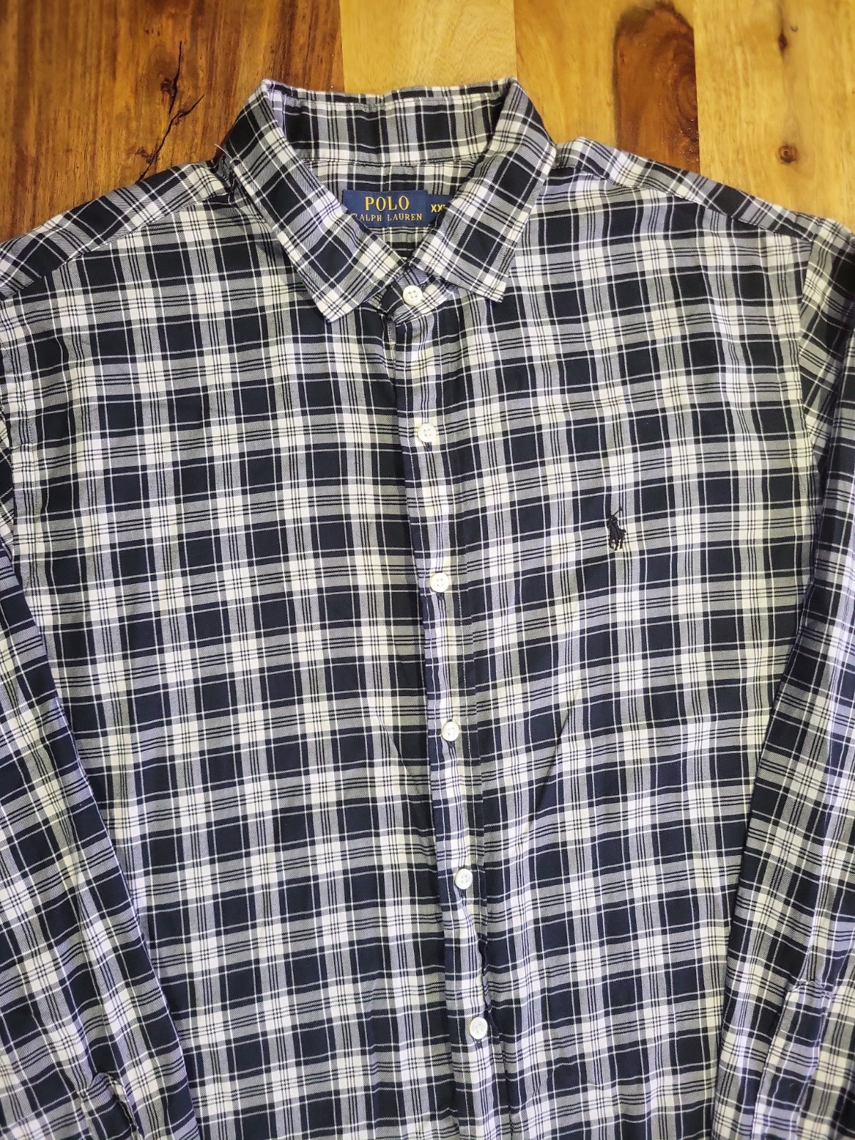 Polo Ralph Lauren Front Button Shirt Men’s XXL Black Plaid Lightweight