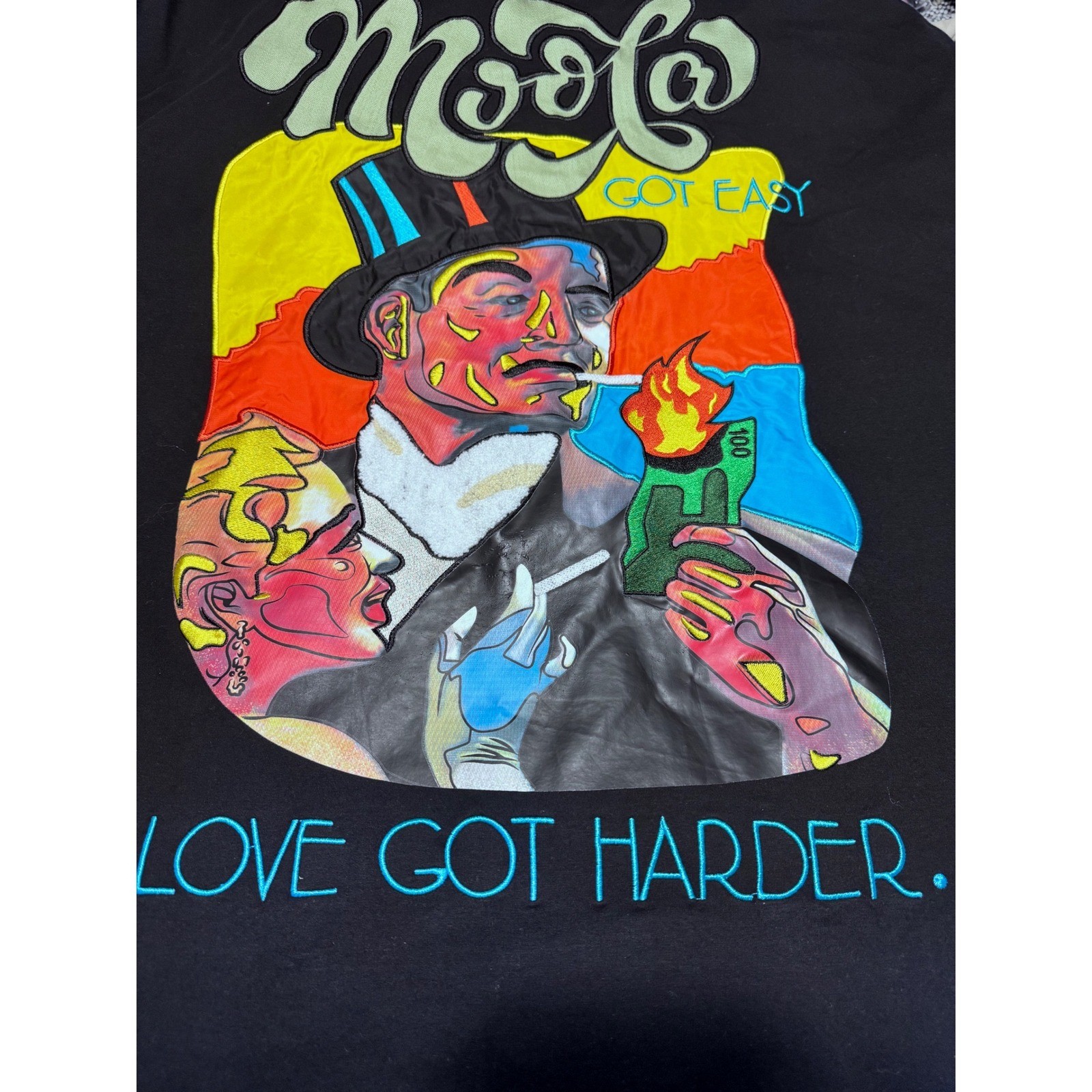 Frost Bit Men’s 4XB T-Shirt Embroidered Moola Got Easy Black Streetwear Hip Hop
