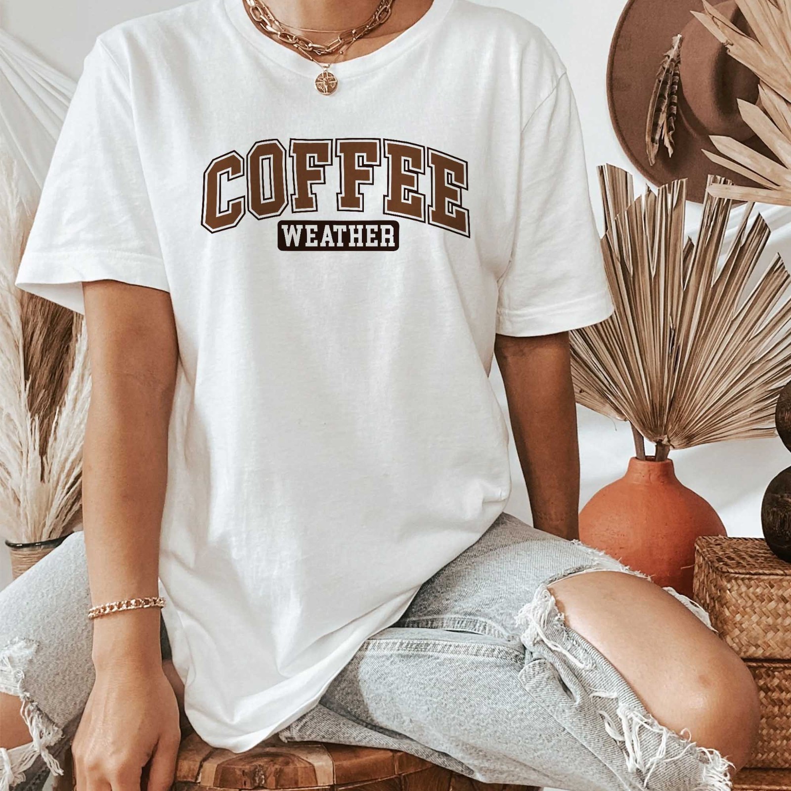 Coffee Weather Graphic T-Shirt, Cozy Fall Coffee Lover Casual Tee